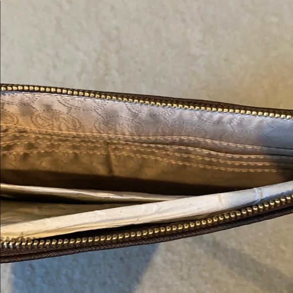 Coffee Michael Michael Kors Selma stud zip clutch